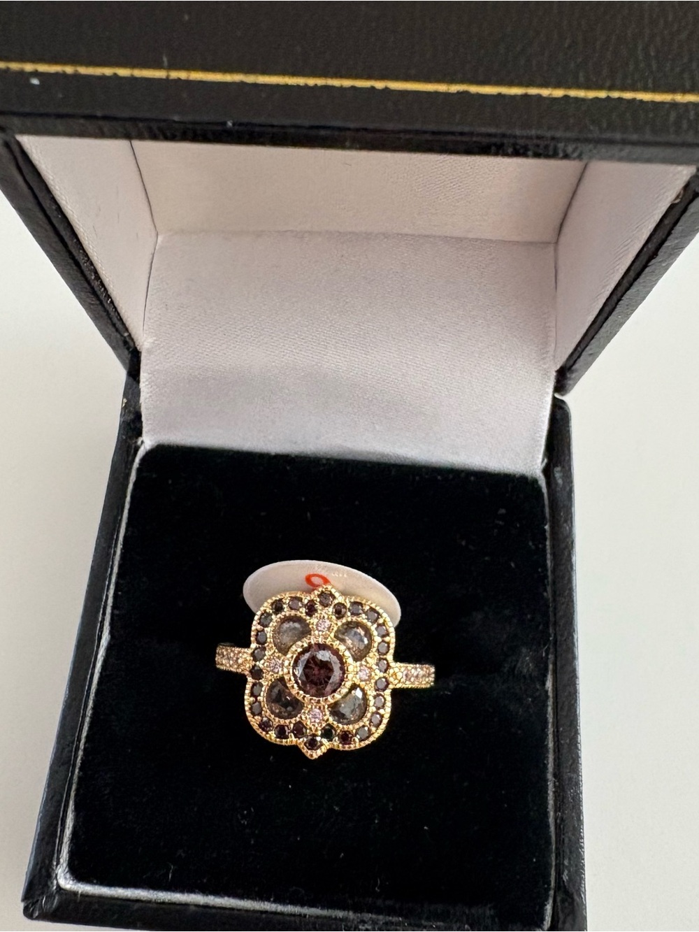 Bomb Party Legacy Magnolia Ring RG13181 Brown Tourmaline CZ Gold Plating